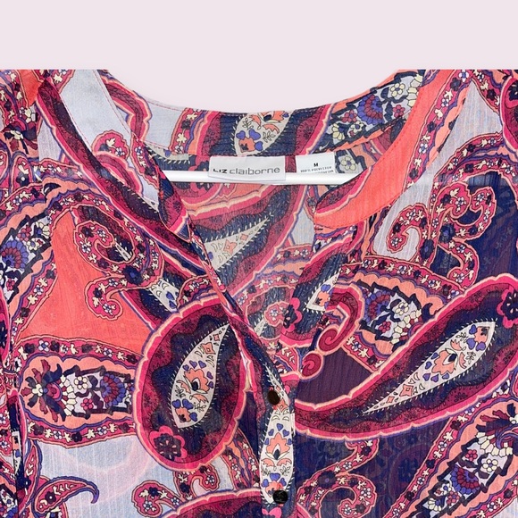 Liz Claiborne Paisley Women’s Multicolor Top Size M - Picture 2 of 4